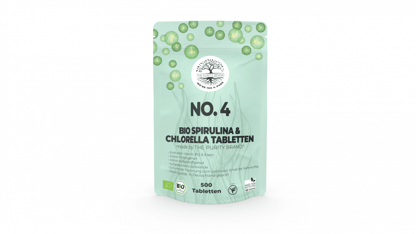 No. 4 Bio Spirulina & Chlorella Tabletten Vorderseite